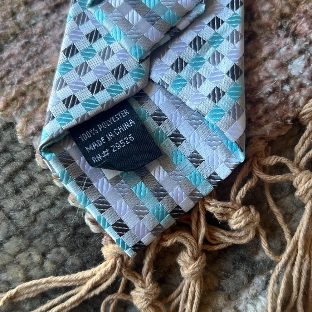 Vintage Kids Awesome Clip-on Tie - Blue, Grey and White